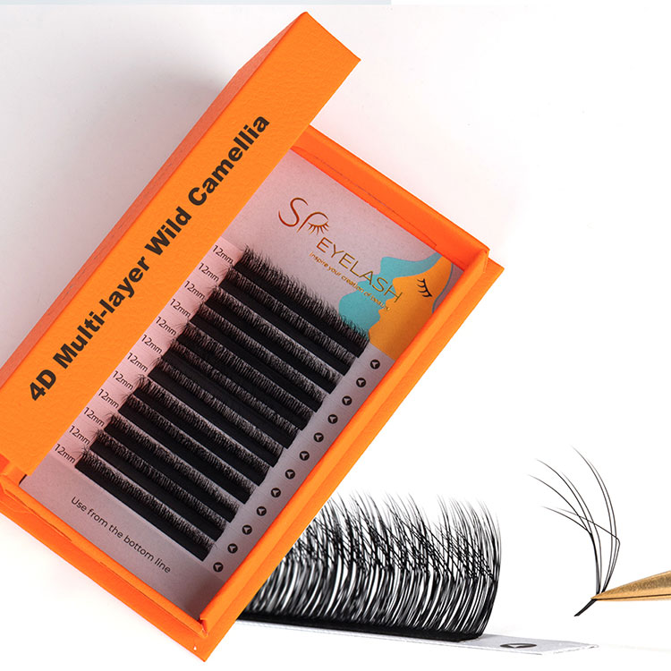 Geruza anitzeko 4D Fluffy Camellia Wispy Lashes luzapenak